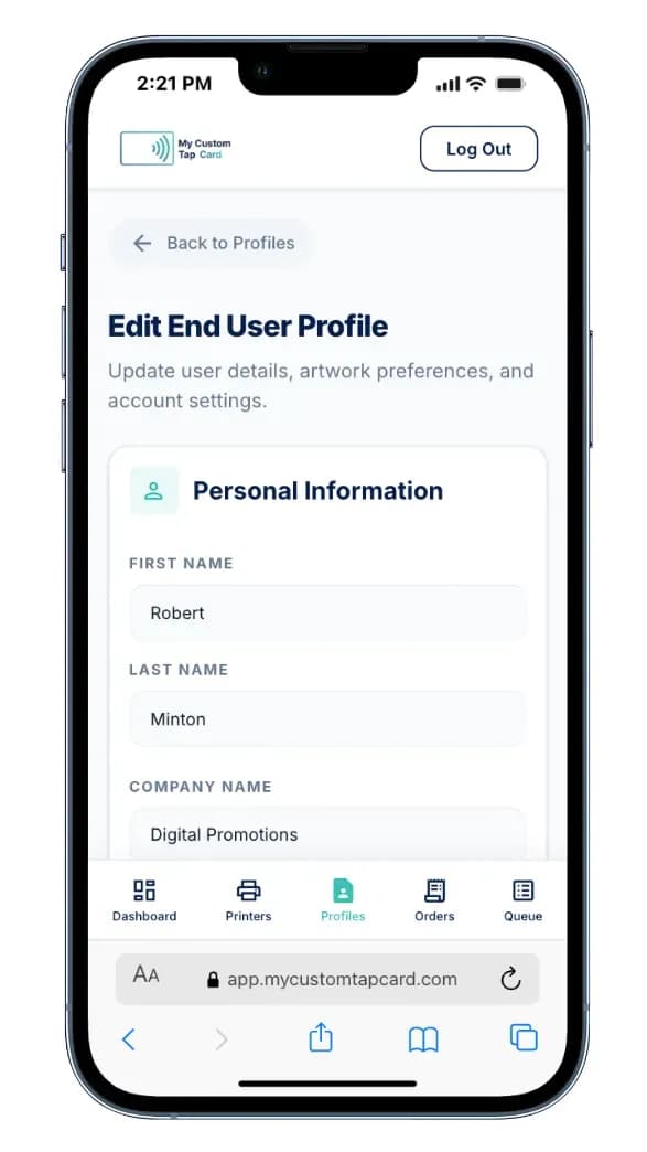 My Custom Tap Card - Rocket Web Studio Case Study