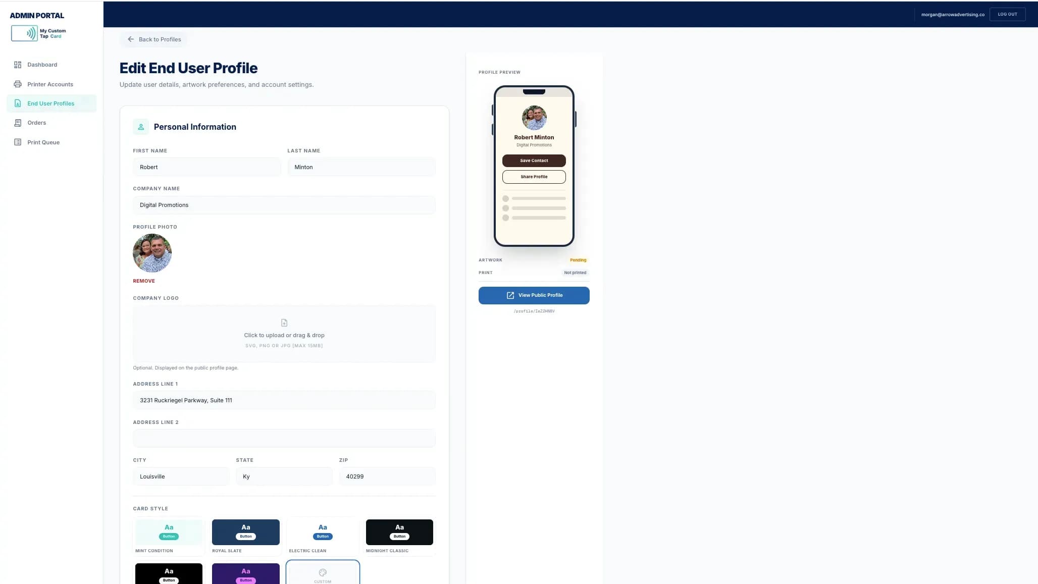 My Custom Tap Card - Rocket Web Studio Case Study